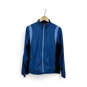 Saucony Women's Size Large Lightweight Blue Black Reflective Running Jacket Zip